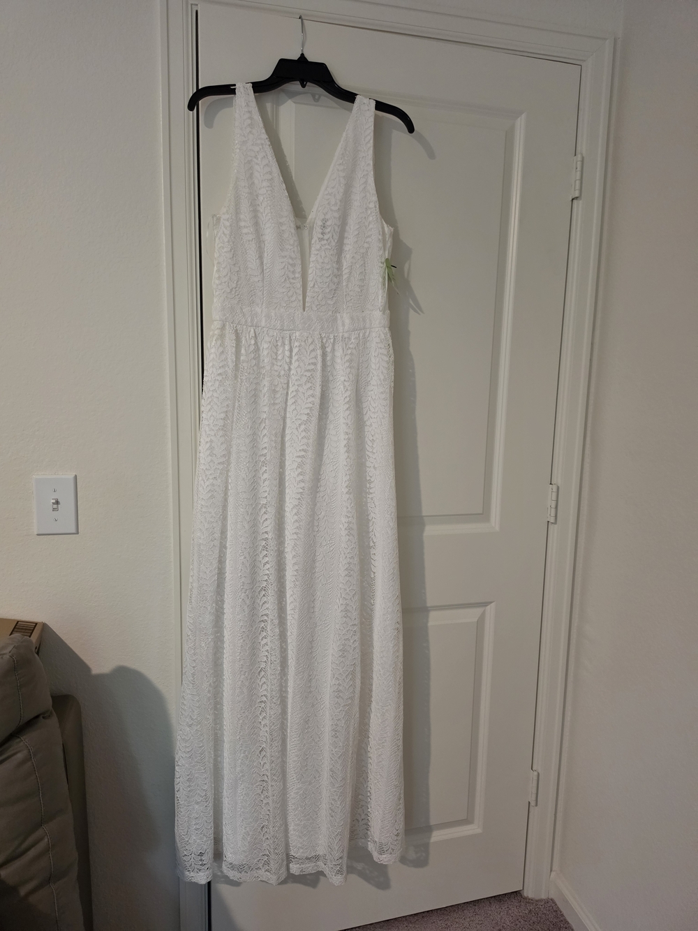 Windsor White Lace Dress with V-Neck Detail